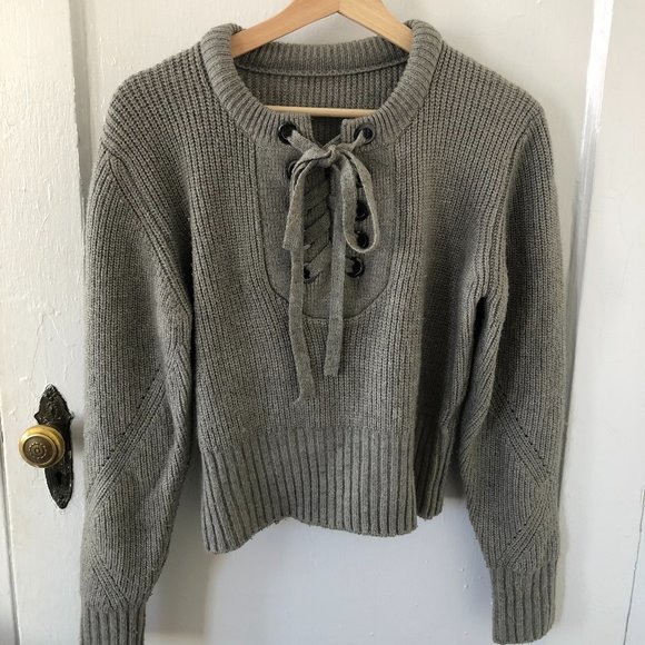 **SOLD** Isabel Marant Grey Charley Lace Up Sweater, Sz. 36 - Picture 7 of 16